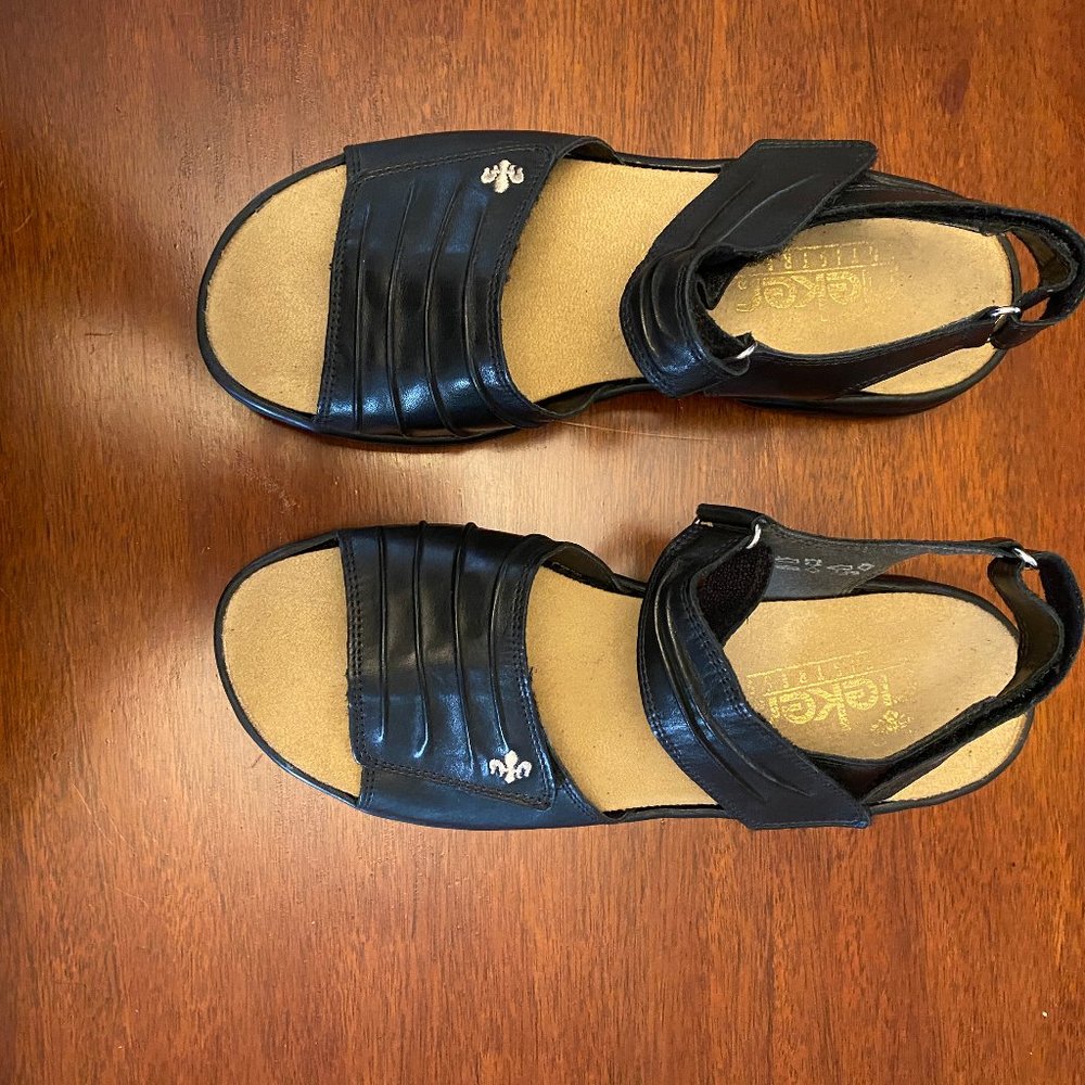 Rieker Women's Black Leather Adjustable Strap Sandals - Picture 2 of 16